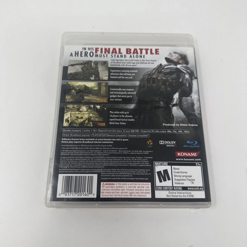 Metal Gear Solid 4: Guns of the Patriots PlayStation 3 PS3 CIB Tested Working